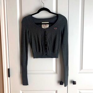 Charcoal Gray Hollister Crop Cardigan